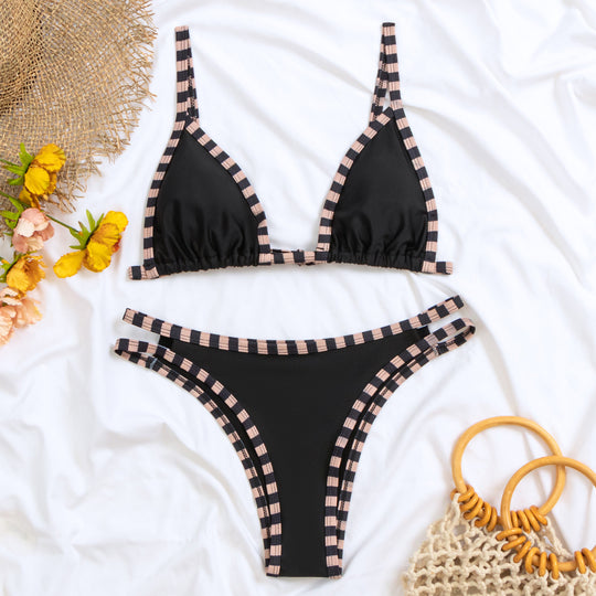 Damen Triangel-Bikini-Set mit attraktivem Rippendesign R&B