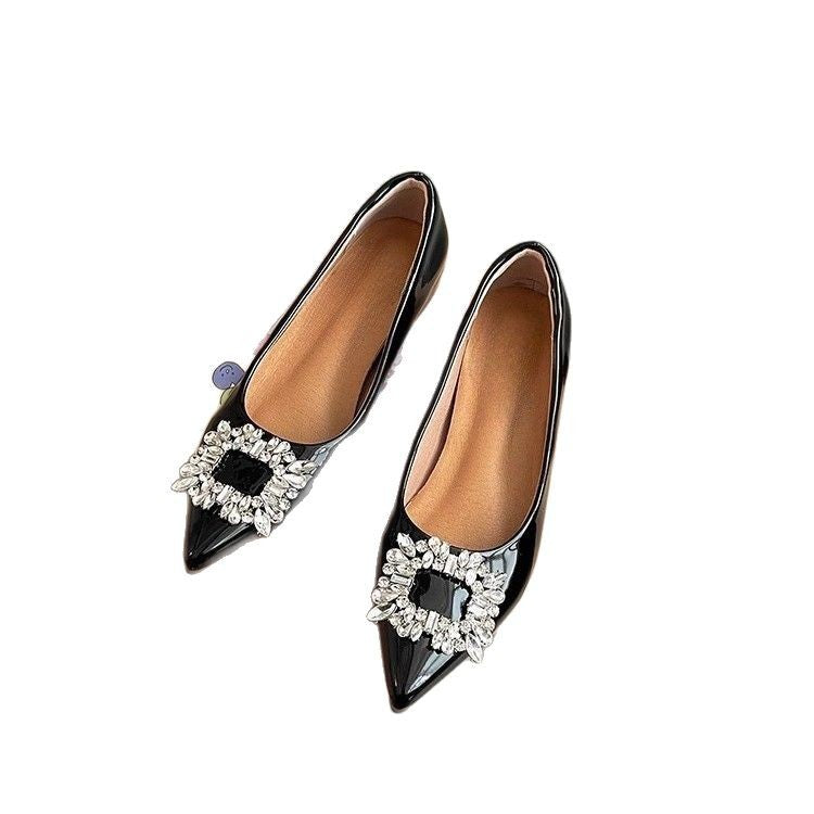 Damen elegante Ballerina-Schuhe mit funkelnder Strass-Applikation R&B