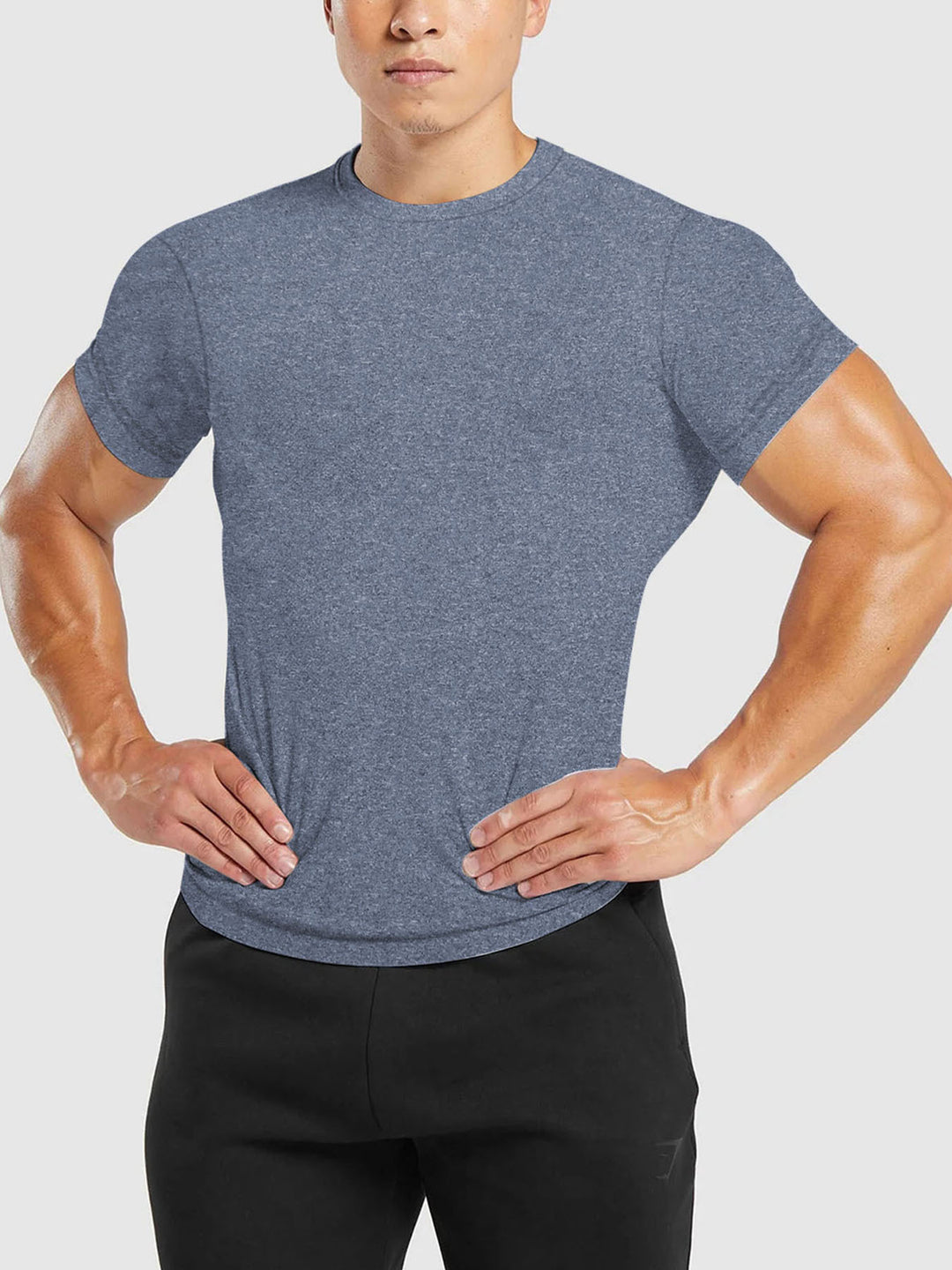 Herren nan tailliertes Rundhals-Leistungsshirt mit elastischem Seitenkeil und flachen Nähten R&B