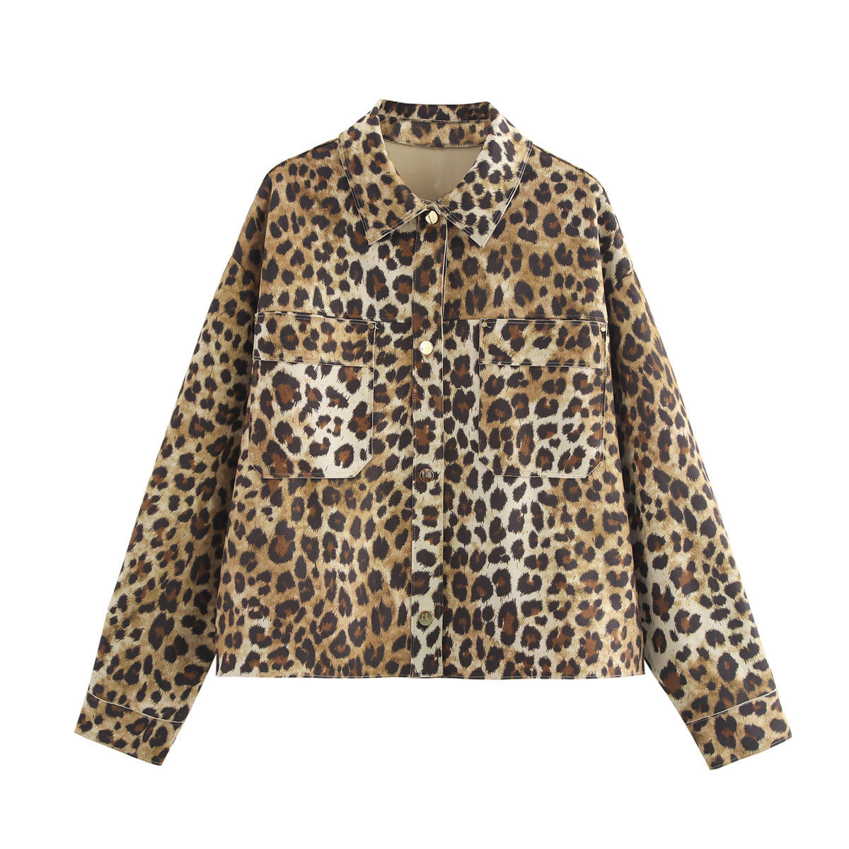 Damen lässige Jacke mit doppelten Brusttaschen und elegantem Kragen R&B