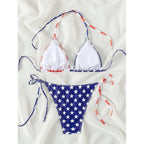 Damen Triangel-Bikini mit originellem Sternen- und Streifenmuster