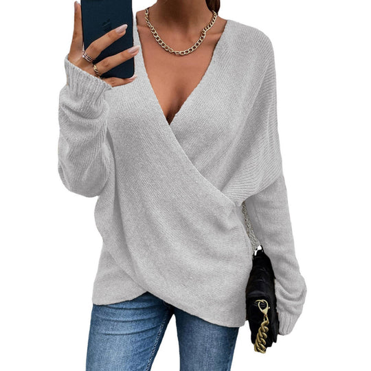 Damen Oversize Strickpullover mit V-Ausschnitt und lässigem Look R&B