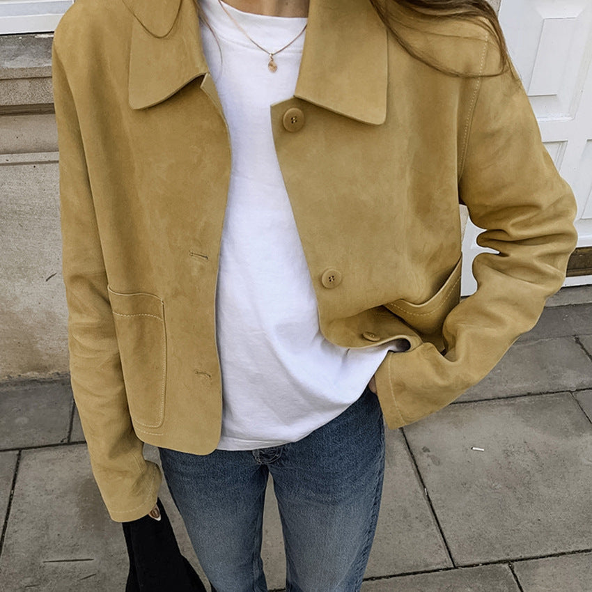Damen Kurze Jacke mit eleganter Kragenlinie und praktischen Taschen R&B