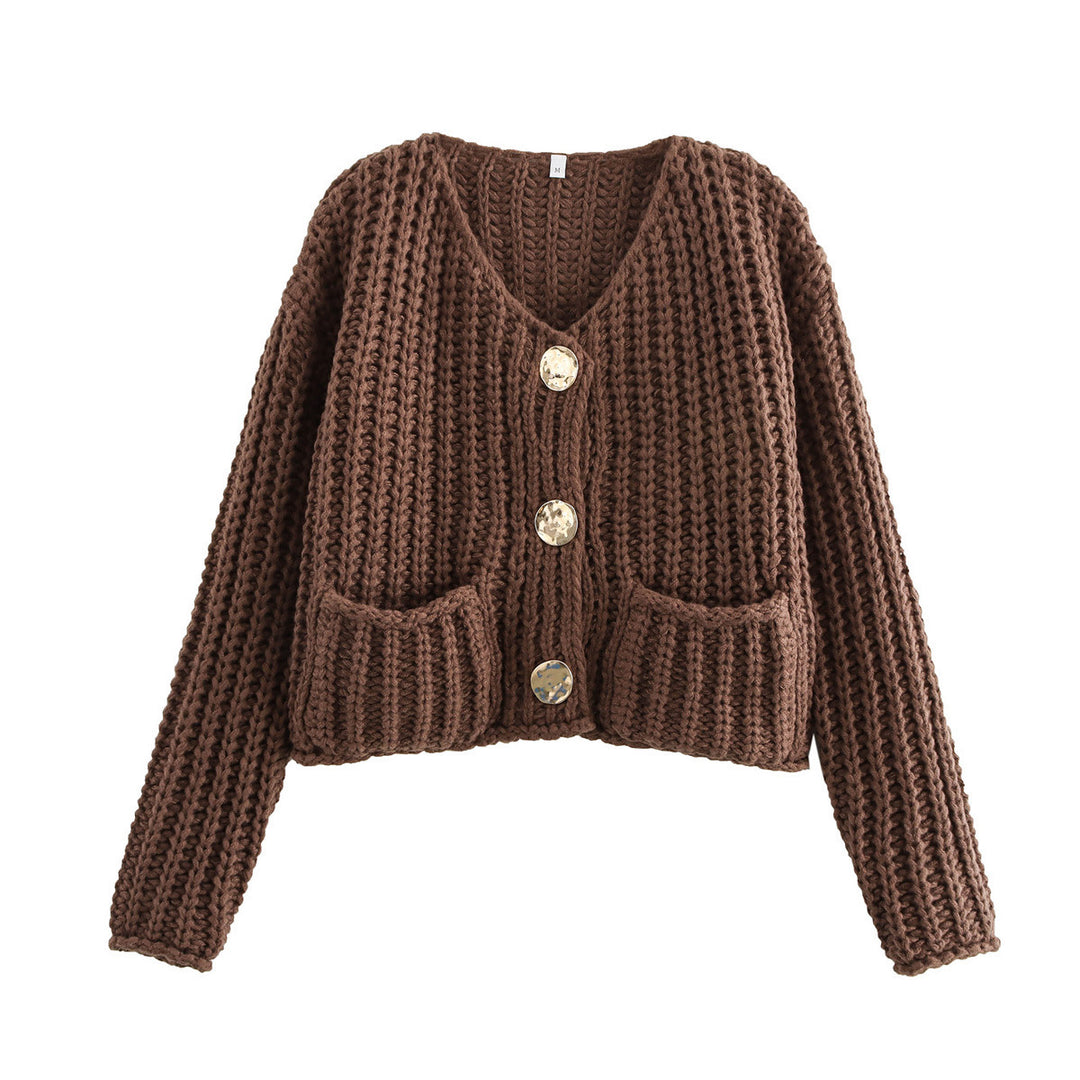 Damen Kuschelige Strickjacke mit großen Knöpfen und aufgesetzten Taschen R&B