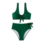 Damen Hochtailliertes Bikini-Set mit verspieltem Knotendesign R&B