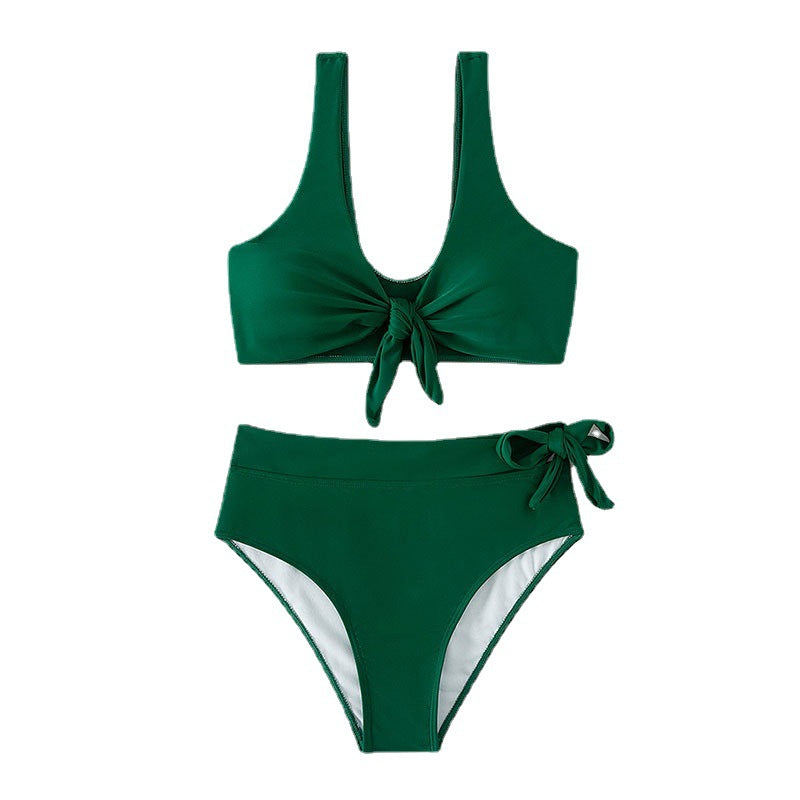 Damen Hochtailliertes Bikini-Set mit verspieltem Knotendesign R&B