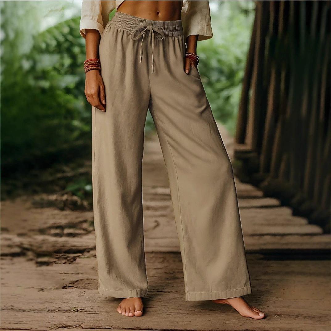Damen Luftige Freizeithose mit weitem Schnitt und elastischem Bund R&B
