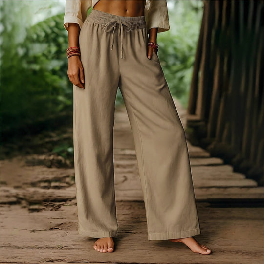 Damen Luftige Freizeithose mit weitem Schnitt und elastischem Bund R&B