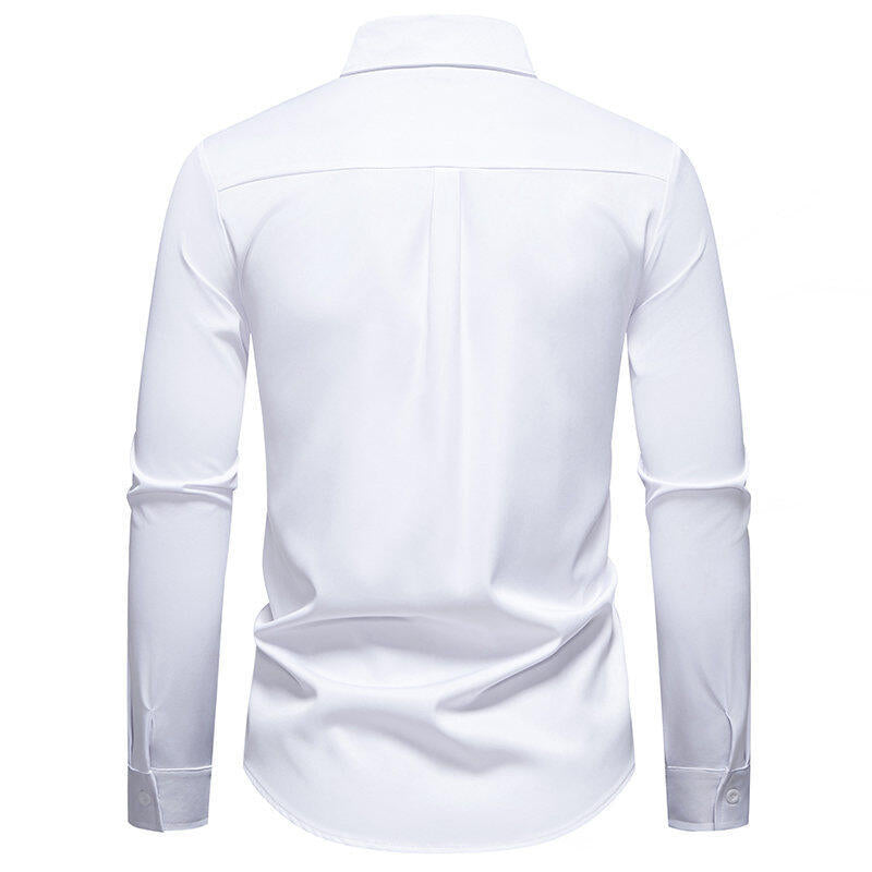 Herren Elegant besticktes Langarmhemd R&B