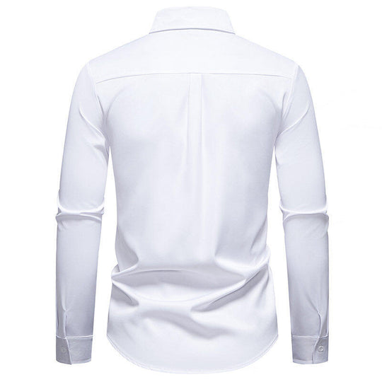 Herren Elegant besticktes Langarmhemd R&B