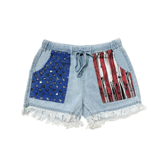 Damen Denim-Shorts mit kreativen Taschen R&B