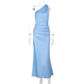 Damen Elegantes Maxikleid mit asymmetrischem Oberteil und geschmeidigem Schnitt R&B
