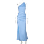 Damen Elegantes Maxikleid mit asymmetrischem Oberteil und geschmeidigem Schnitt R&B