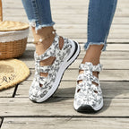 Damen Sportliche Sneaker mit floralem Cut-Out-Design und rutschfester Sohle R&B