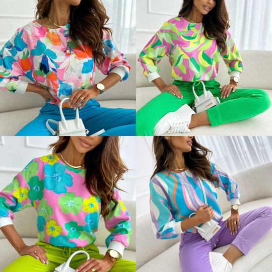Damen Floral Print Freizeit Sweatshirt R&B