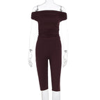 Damen Eleganter Jumpsuit mit Off-Shoulder Design und Raffungen R&B