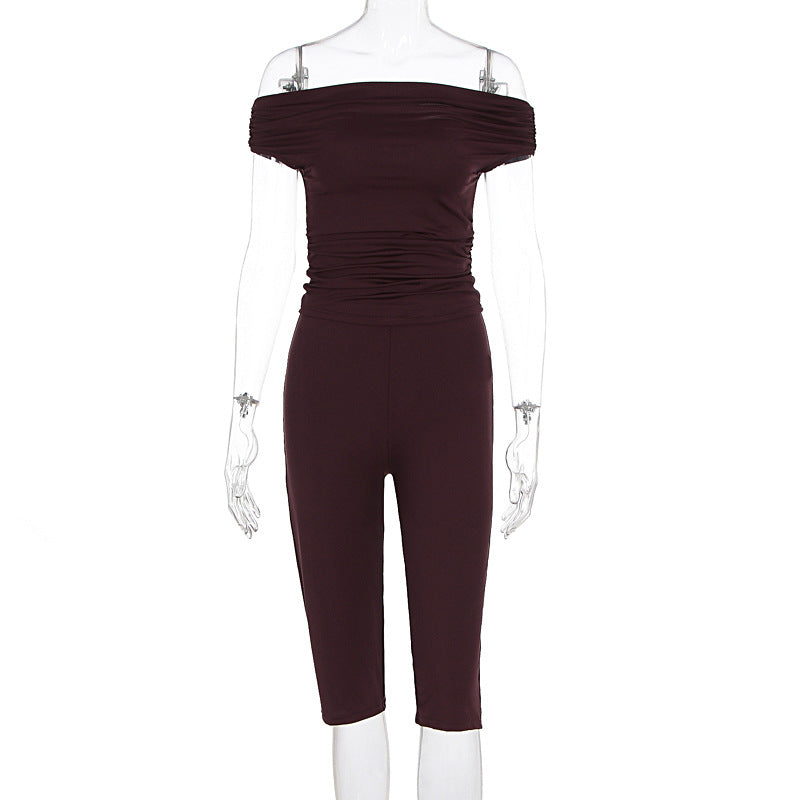 Damen Eleganter Jumpsuit mit Off-Shoulder Design und Raffungen R&B
