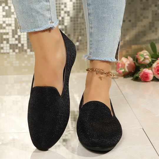 Damen Glitzernde Ballerinas mit elegantem V-Ausschnitt R&B