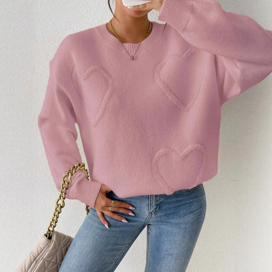 Damen Strickpullover mit Herzoptik und lässigem Schnitt R&B