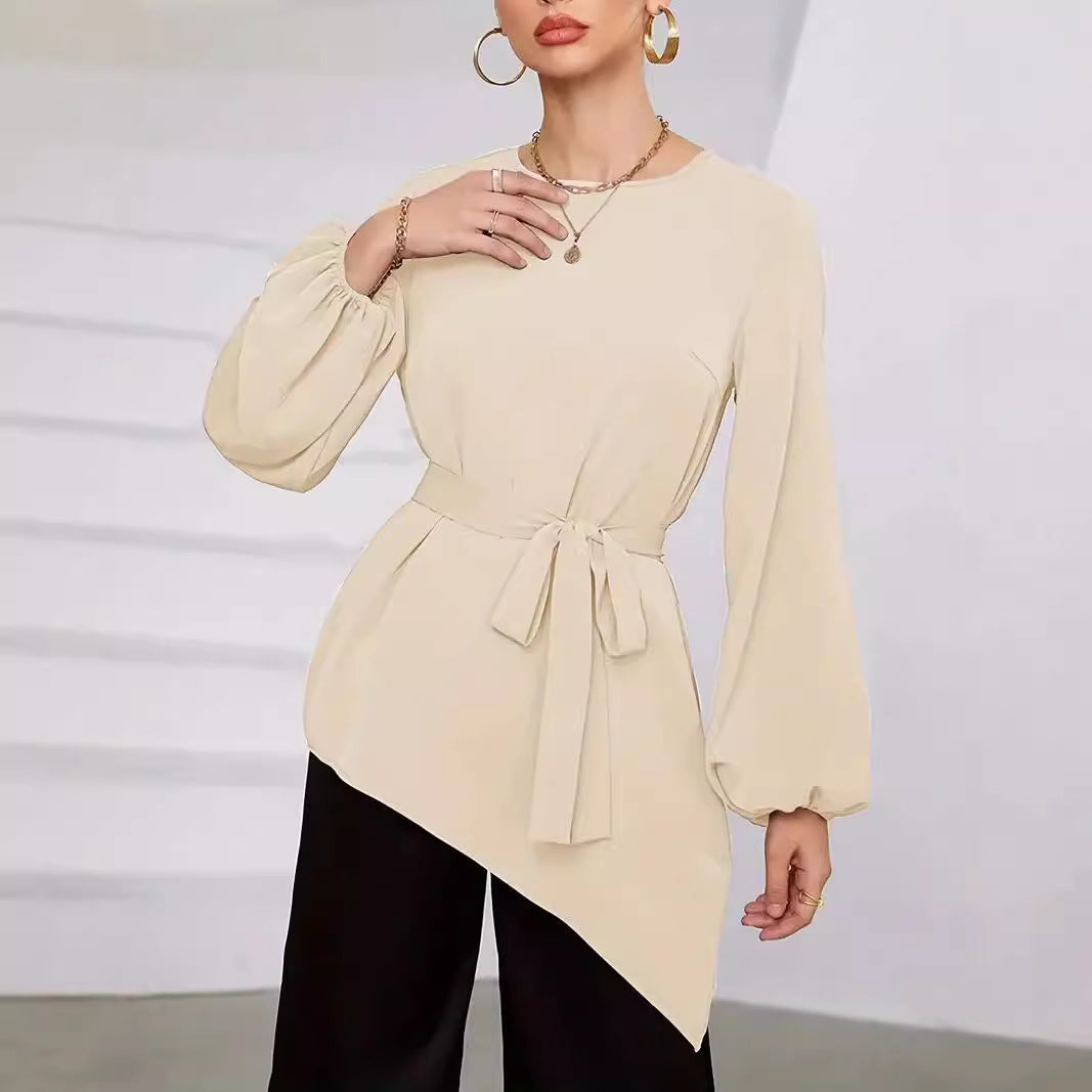Damen Elegantes Wickelbluse mit langen Ärmeln
