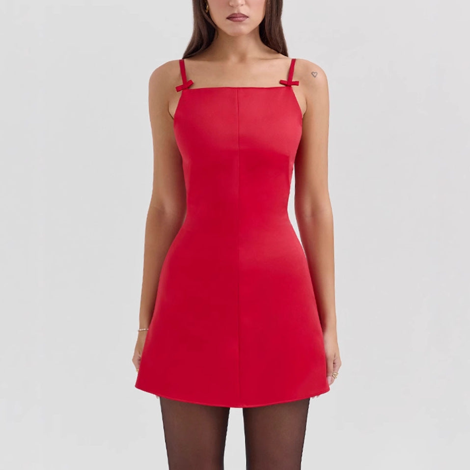 Damen Schickes Minikleid mit zarten Trägern und modischer Silhouette R&B