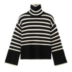 Damen Strickpullover mit Rollkragen und breiten Ärmeln R&B