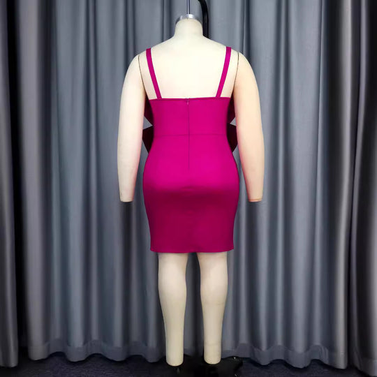 Damen figurbetontes Kleid mit voluminösen Schleifen R&B
