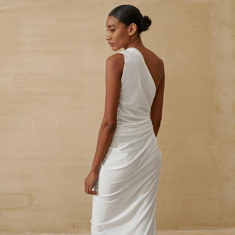Damen Elegantes Wickelkleid mit schimmerndem Satin und hohem Schlitz R&B