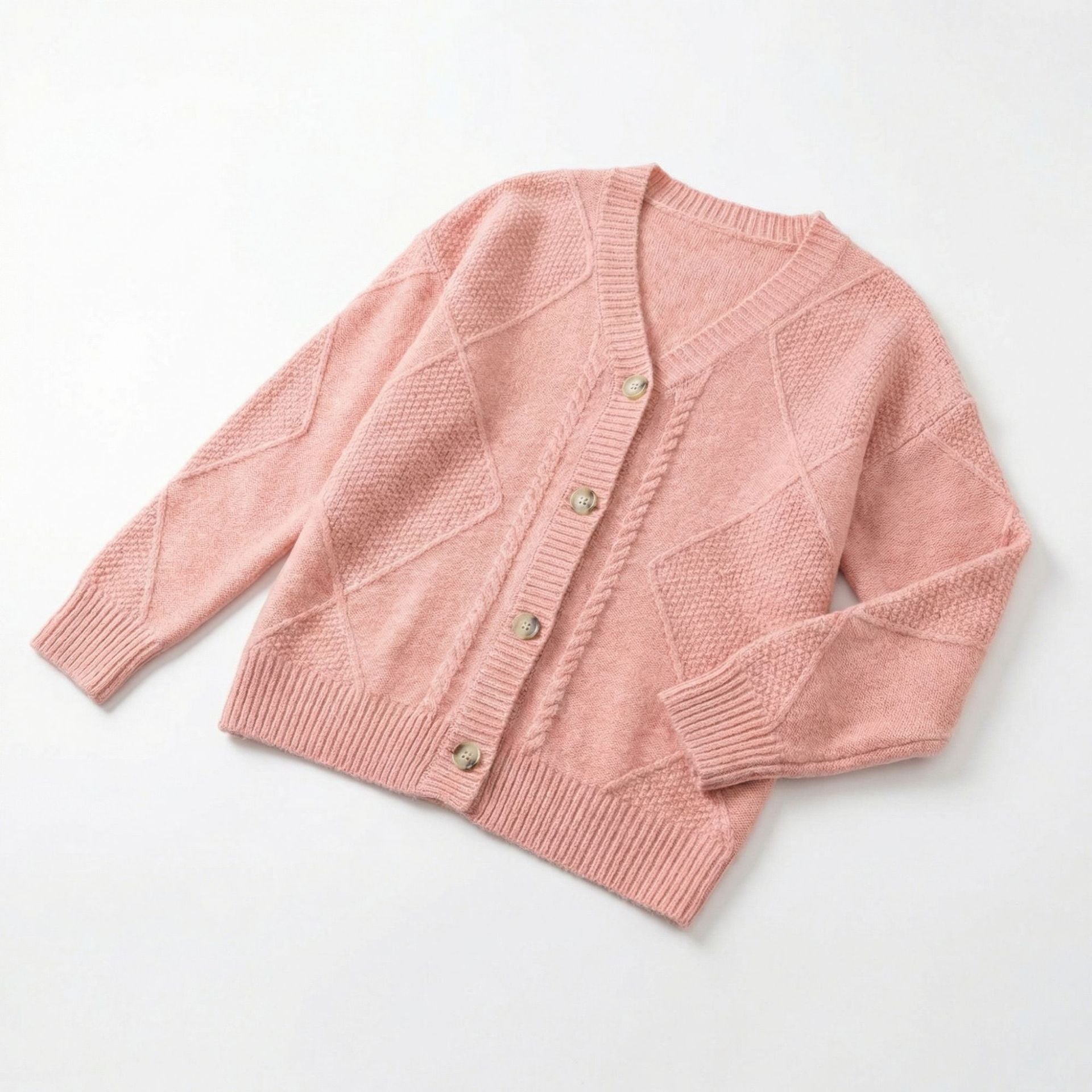 Damen nan oversize Strickcardigan mit V-Ausschnitt und Perlmuttknöpfen R&B
