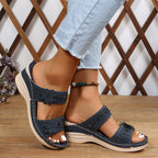 Damen Komfortable Wedge-Pantoletten mit floralem Dekor R&B