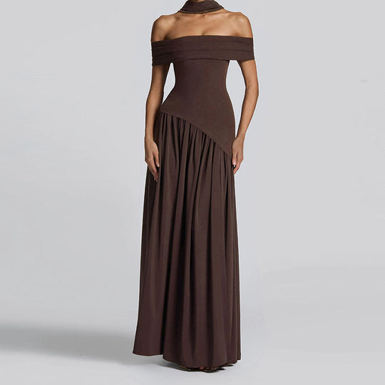Damen Off-Shoulder Maxikleid mit hohem Schlitz R&B