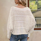 Damen luftiger Strickpullover mit offshoulder Design R&B