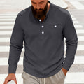 Herren nan lässiges Langarm-Henleyshirt aus Baumwollmischung mit Brusttasche R&B