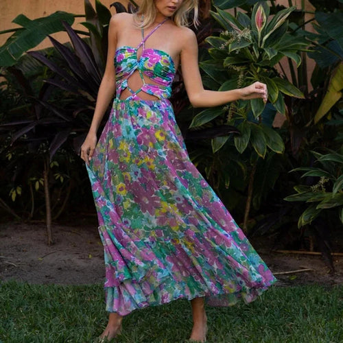 Damen Bikiniset mit voluminösen Rüschendetails und fließendem Maxi-Rock R&B