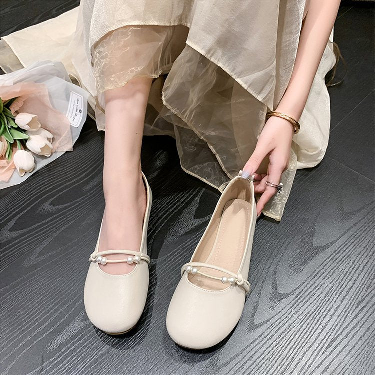 Damen Ballerinas mit elegantem Perlenschmuck