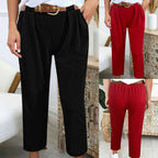 Damen Elegante High-Waist-Hose mit Falten-Details und Gürtel R&B