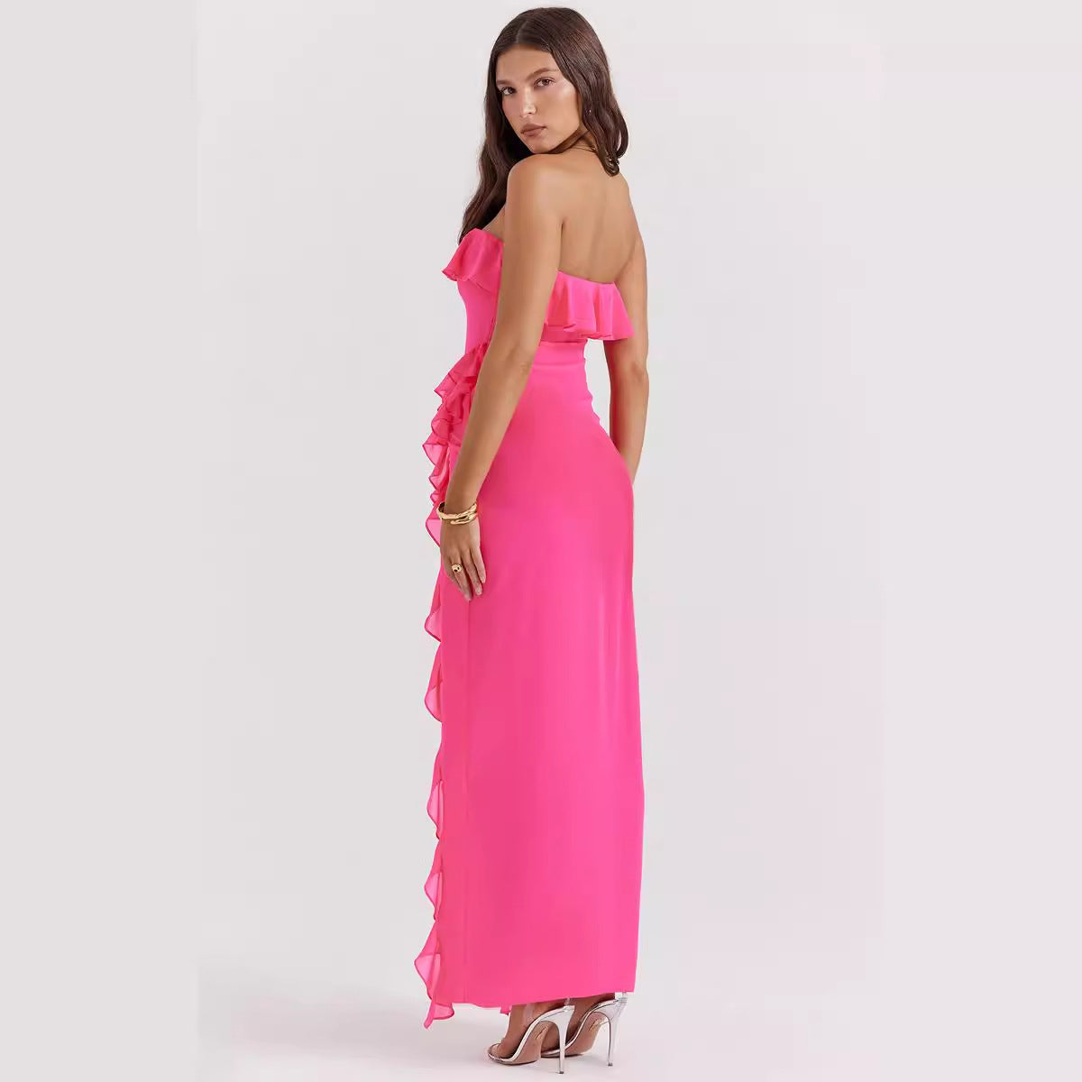 Damen Abendkleid im eleganten Rüschenstil EB