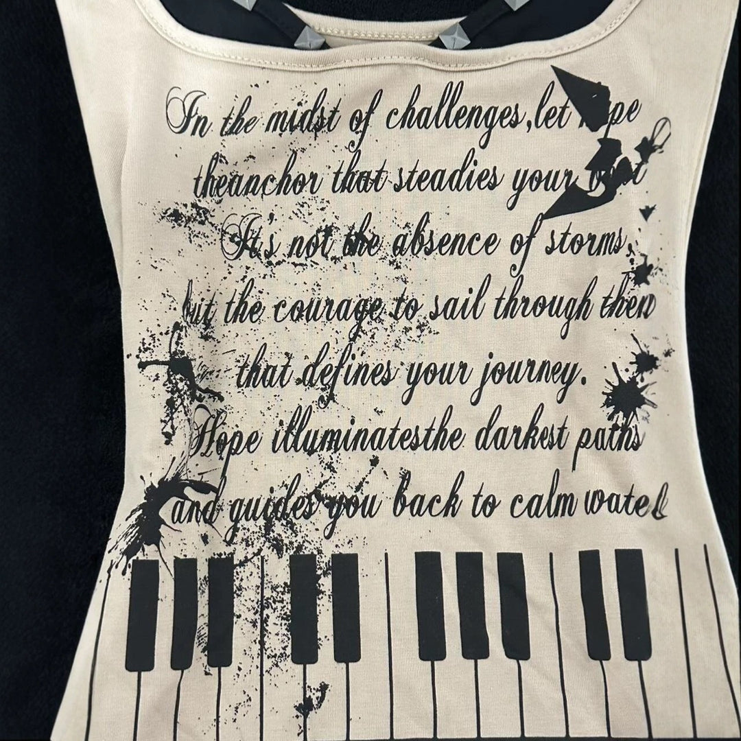 Damen musikalisches Graphic-Tanktop mit einzigartigem Schnitt R&B