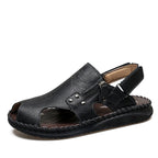 Herren Stilvolle und bequeme Leder-Sandalen mit verstellbarem Riemen R&B
