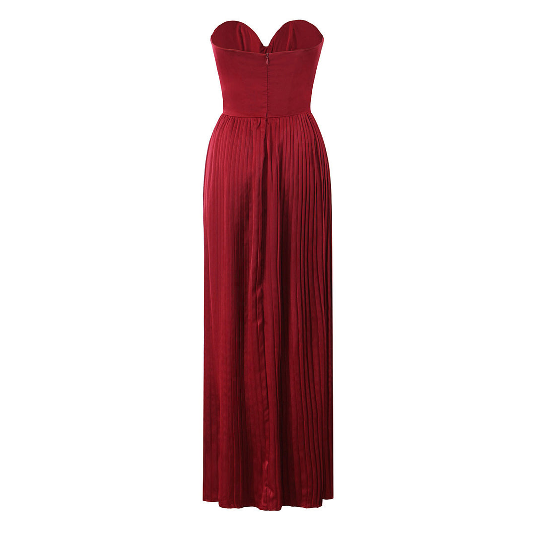 Damen Maxikleid mit herzförmigem Ausschnitt und plissierten Details R&B