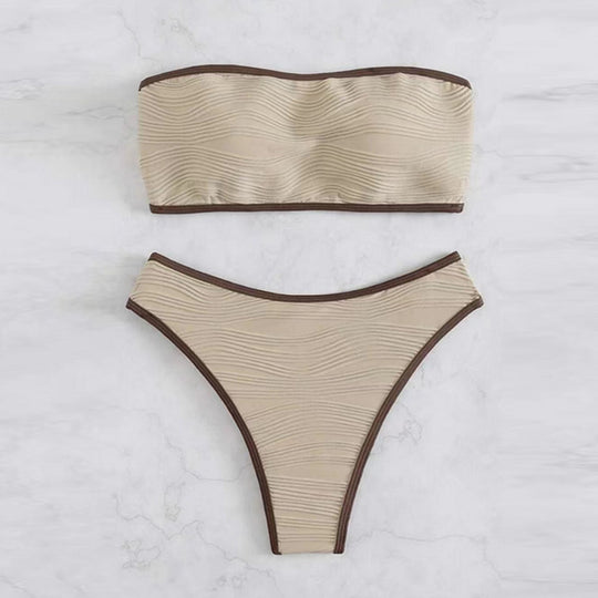 Damen Bandeau-Bikini-Set mit strukturiertem Design R&B
