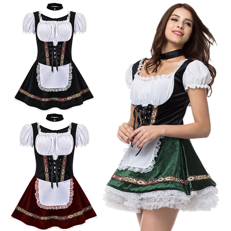 Damen Trachtenkleid mit romantischer Schnürung und dekorativen Rüschen R&B
