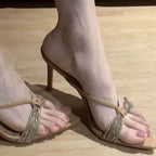 Damen elegante Strass-Sandalen mit hohem Absatz R&B