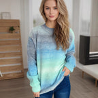 Damen lässiger Pullover mit sanften Farbverlauf und Rundhalsausschnitt R&B