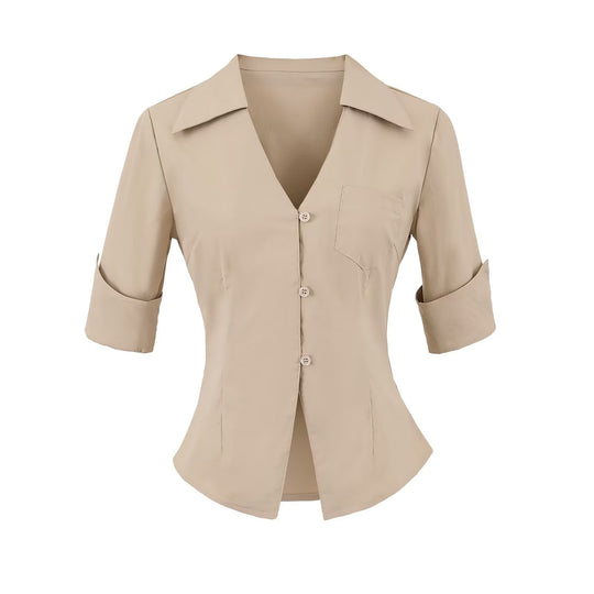 Damen Bluse mit elegantem Schnitt und praktischer Taschenlösung R&B