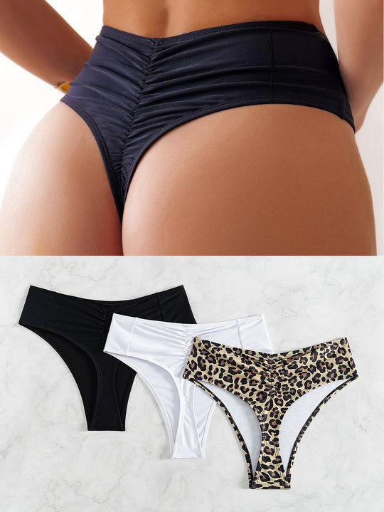 Damen Hochtaillierte Bikini-Hose mit elegantem Rüschendesign R&B