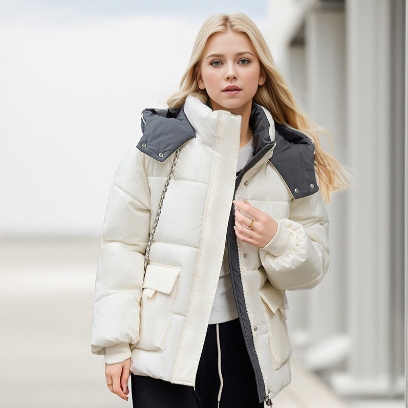 Damen gefütterte Pufferjacke mit großzügigen Taschen und abnehmbarer Kapuze R&B