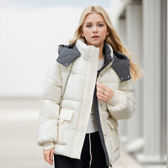 Damen gefütterte Pufferjacke mit großzügigen Taschen und abnehmbarer Kapuze R&B