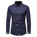 Herren elegantes Langarmhemd mit asymmetrischem Schnitt und luxuriösen Details