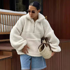 Damen Fleece-Pullover mit hohem Kragen R&B